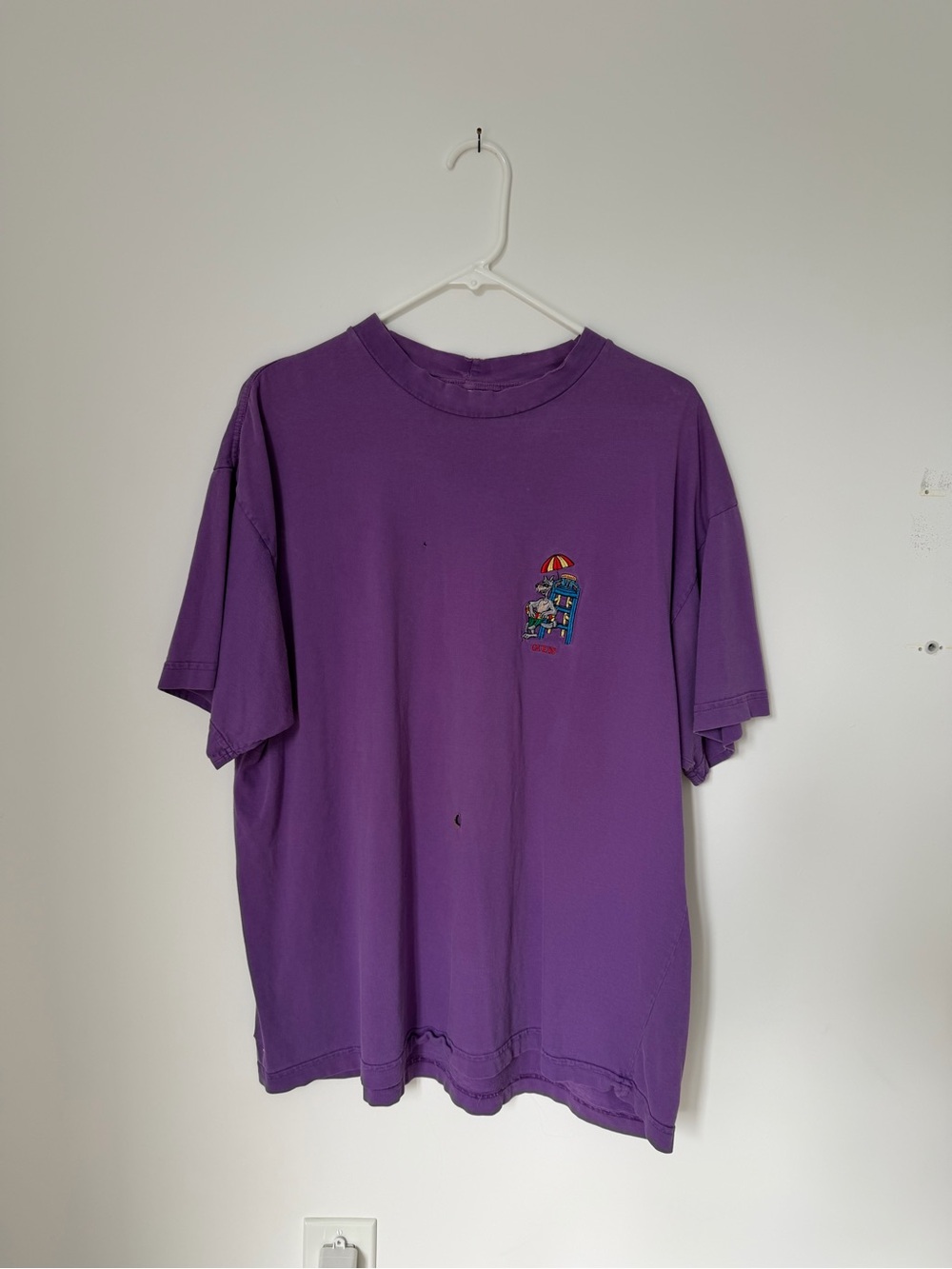 Vintage Guess Tee Purple Lifeguard Logo Size Large